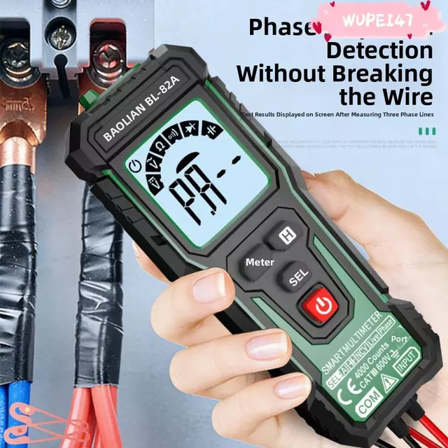 Đồng hồ vạn năng kỹ thuật số thông minh WUPEI47AD, Đồng hồ vạn năng phạm vi tự động 600V có độ chính xác cao, Đồng hồ vạn năng TRMS điện áp AC DC chống cháy