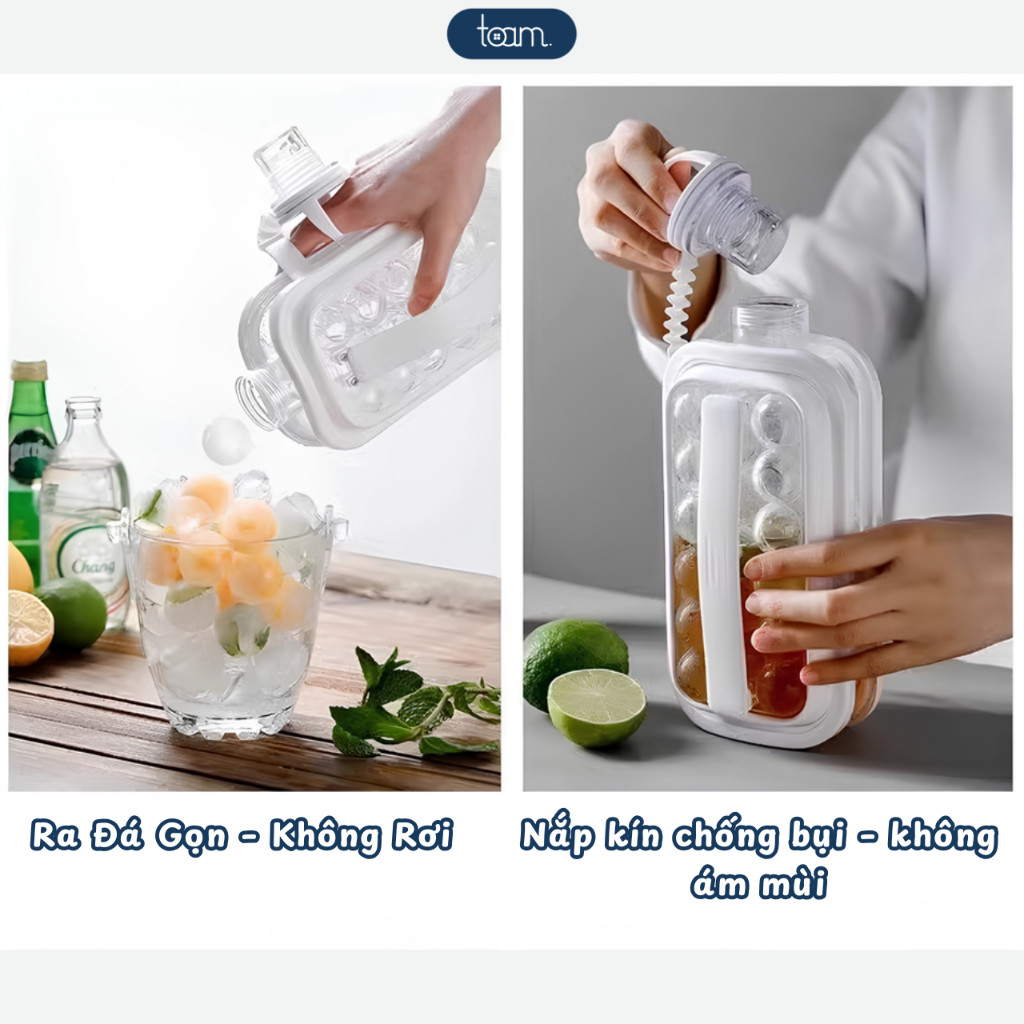 Bình Làm Đá Viên Thông Minh 2in1 HomeMate 1.2L – Khay Đá Silicon Dễ Lấy Đá, Bình Đựng Đá Có Tay Cầm Tiện Lợi