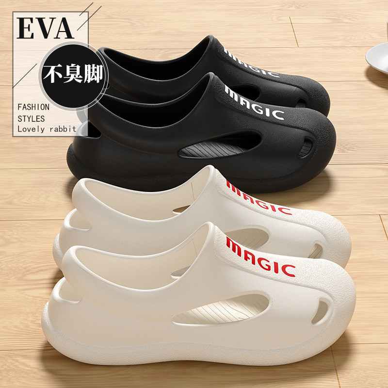 Giày Lỗ Nam Nữ Thoáng Khí Baotou Phiên Bản Hàn Quốc Cặp Đôi Chống Trơn Trượt Đầu Bếp EVA Thể Thao Chạy Bộ Dép MHEE
