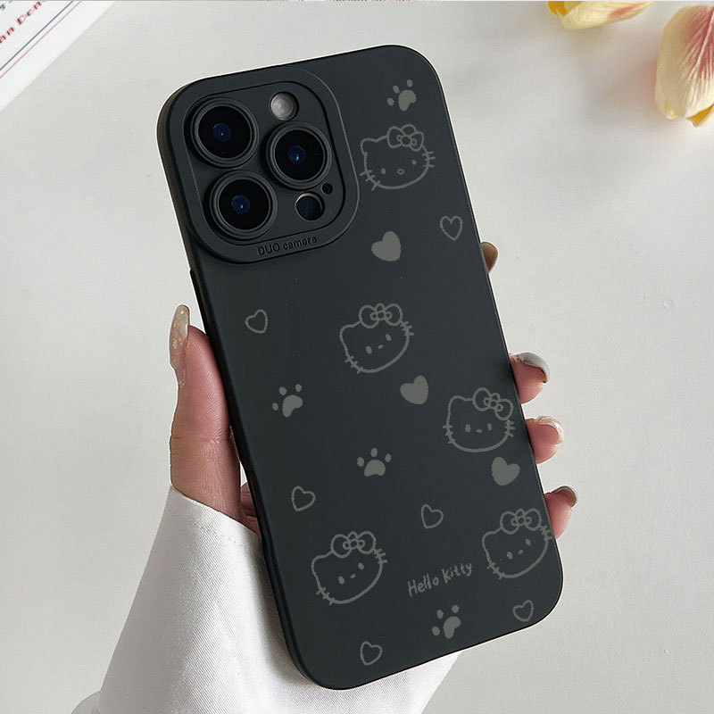 Ốp lưng iPhone hình mèo Hello Ốp bảo vệ máy ảnh bằng silicon - iP 7/8/X/XS/XR/11/12/13/14/15/16/17/Plus/Air/Pro/Max