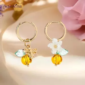 AqToCna Thời Trang Trái Cây Cam Mật Ong Ong Vòng Bông Tai Cho Nữ Tai Bule Thích Hợp Để Đeo Trang Sức Quà Tặng AqToCna