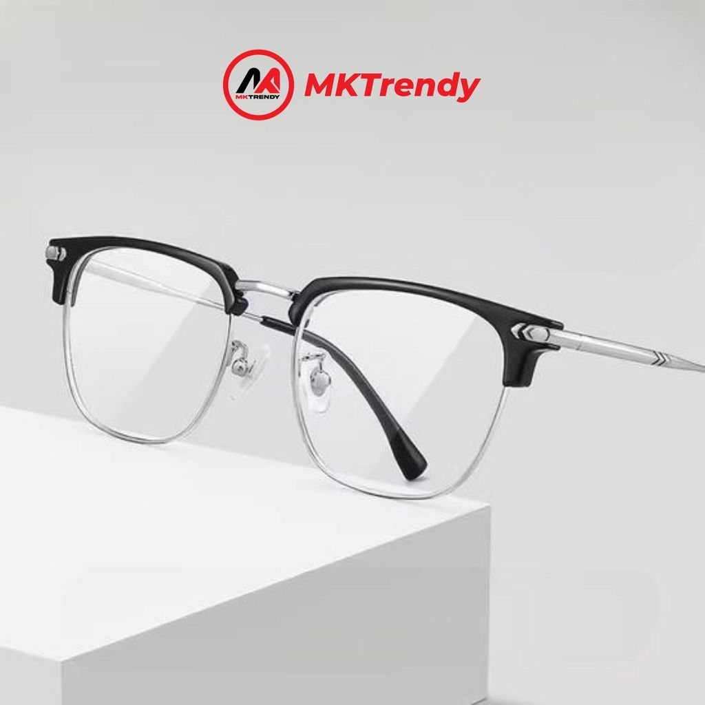 Kính đổi màu gọng kim loại MKTRENDY thời trang nam nữ chống ánh sáng xanh chống tia UV X19