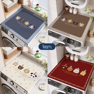 Tấm Phủ Máy Giặt, Tủ Lạnh Chất Liệu Bùn Tảo Cát 4 Lớp, Thấm Hút Nước Chống Trượt, Chống Bụi Cao Cấp