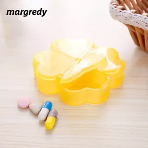 MARGREDY Hộp đựng thuốc hàng ngày, Hộp đựng thuốc bốn lá cỏ bốn lá, Hộp đựng thuốc nhựa tách thuốc Mini