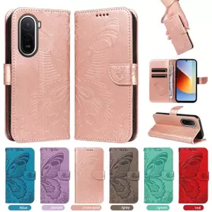 YJD Ốp Lưng Cho Redmi A7 Pro Dập Nổi Đuôi Bướm Da Khe Cắm Thẻ Dây Đeo Tay Chống Rơi Vỏ Điện Thoại