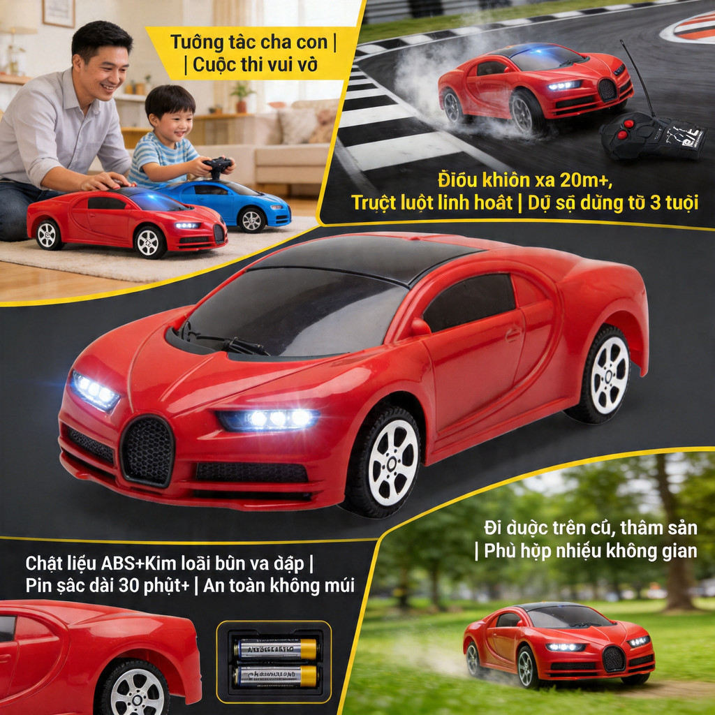 Xe điều khiển từ xa không dây điện xe đua RC đồ chơi giải trí ngoài trời dành cho bé trai