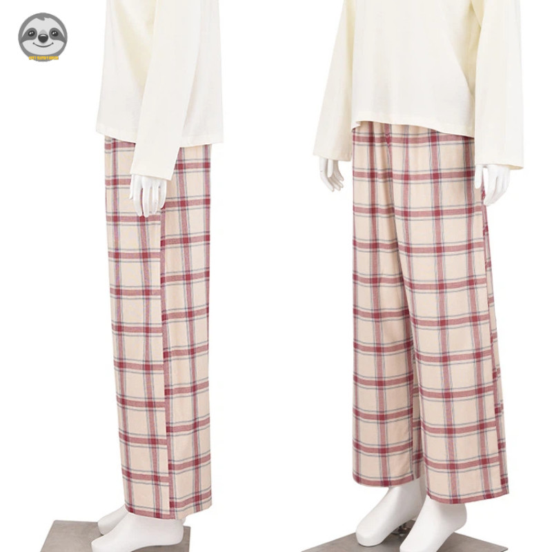 Quần Pyjama cotton hai lớp phong cách Muji Nhật Bản, mặc ngoài cho nam nữ
