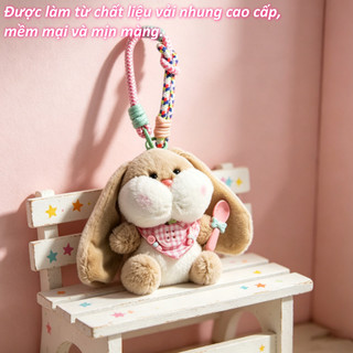 【BabyJoy】Móc khóa thỏ Lop tai to,charm gấu bông treo balo và túi xách,phụ kiện cao cấp quà tặng dễ thương
