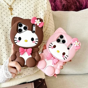 Ốp Điện Thoại Silicon Mềm Bowknot Kitty Cat 3D Cho iPhone 17 Pro Max 16 15 14 Plus 16 E 16 15 14 13 Pro Max Vỏ Bảo Vệ