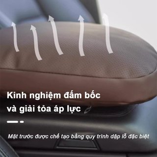 Gối Cổ Ô Tô Gối Thắt Lưng Ô Tô Cao Cấp Nappa Da Thoáng Khí Hỗ Trợ Lái Xe Dài Văn Phòng