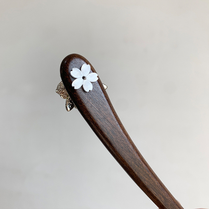 WHX Kẹp tóc gỗ đàn hương 13cm/15cm phong cách Trung Hoa, tua rua, lá lớn đỏ, dùng hàng ngày