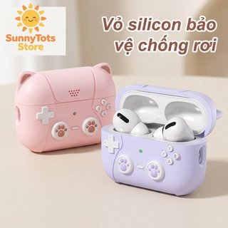Vỏ silicon AirPods 3 AirPods 4 Tay cầm trò chơi mèo dễ thương Móc khóa Vỏ chống bụi chống sốc