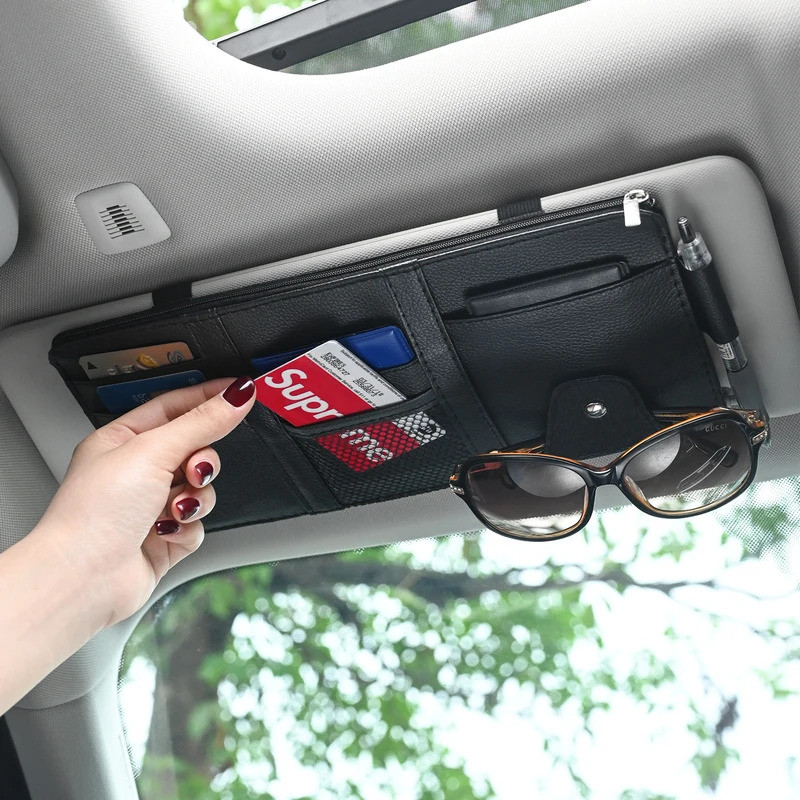 Car Sun Visor Organizer Multi Pocket Zipper Storage Bag
