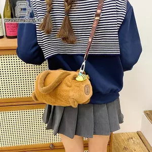 Tweeduj Mới Capybara Túi Đeo Ngang Cotton Hoạt Hình Động Vật Buet Túi Sang Trọng Cô Gái VN