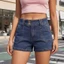 Quần short Denim màu trơn mùa hè dành cho nữ có túi