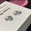 Bông tai đính đá cao cấp Zircon màu xanh dát