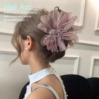 Kẹp tóc cá mập phong cách Hàn Quốc mới, lưới pha lê hoa màu tím dành cho nữ