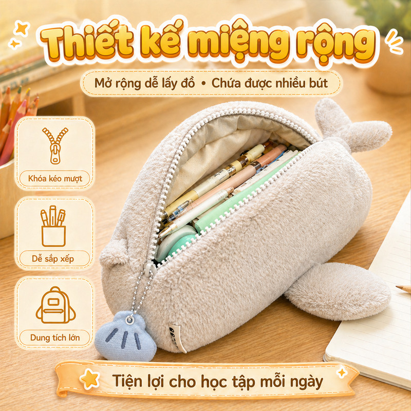 Túi Đựng Bút Hình Otter Penguin Sang Trọng - Hộp Bút Vải Mềm, Dung Tích Lớn, Quà Tặng Trở Lại Trường