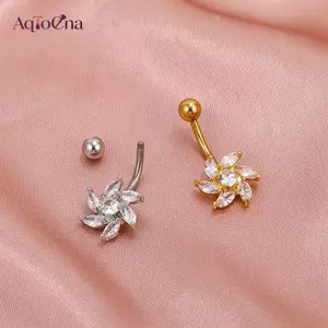AqToCna Thời Trang Chất Lượng Cao Rốn Xuyên Bụng Nút Nhẫn Bụng Xuyên Cơ Thể Trang Sức Hoa Bụng Nút Móng Tay AqToCna
