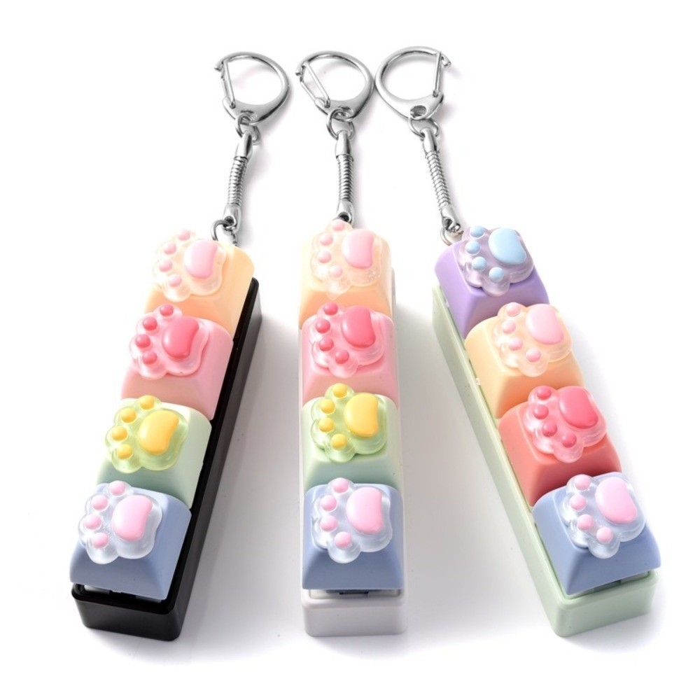 Đồ chơi Fidget bàn phím mèo AWNGD, Móc khóa Fidget giảm lo âu 4 phím, Nút nhấp chuột thư giãn đầy màu sắc Fidget giảm căng thẳng cho người lớn
