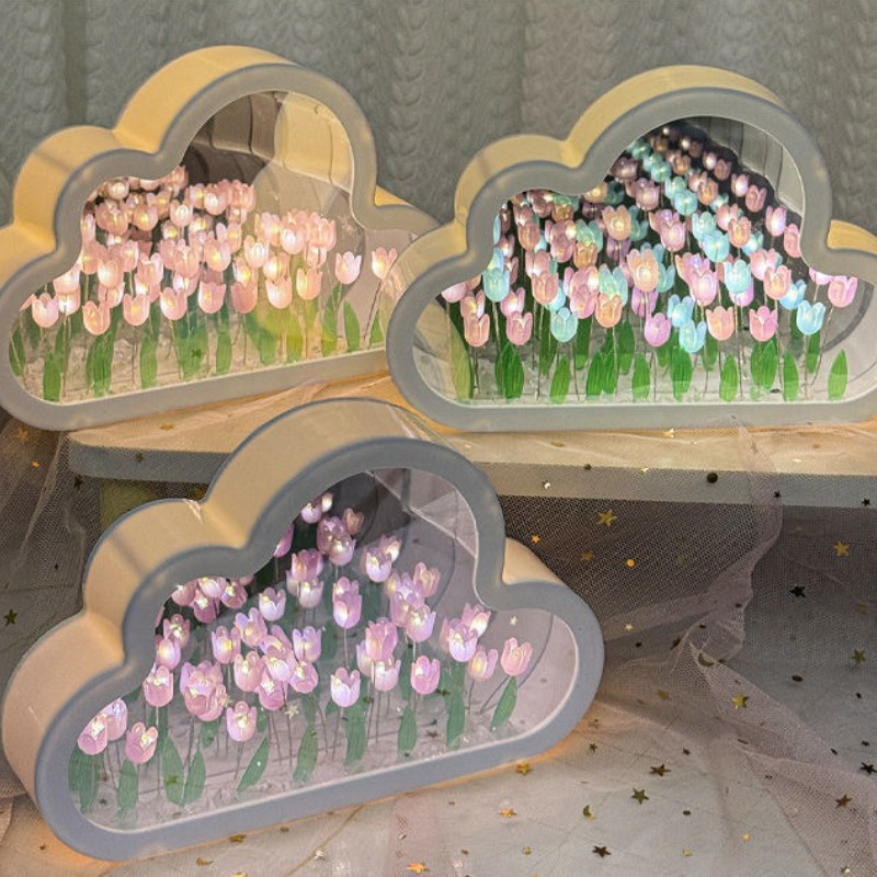 Đèn Ngủ Hoa Tulip Hình Cầu 10 Bông, DIY Tự Lắp Ráp, ánh Sáng Dịu Nhẹ, Tốt Nghiệp