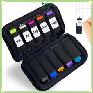Túi xách NOOKSTORY, USB Flash Drive Polyester Túi lưu trữ, Bảo vệ 6 khe 10 khe cắm di động USB màu đen sắp xếp đĩa phụ kiện điện tử