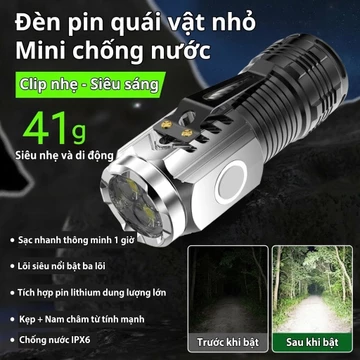 Đèn Pin Siêu Sáng Pin Trâu /đèn Pin Led Siêu Sáng /đèn Pin Đa Năng 5 Trong 1 /đèn Pin Phượt /đèn Pin Mini 3 Mắt Led