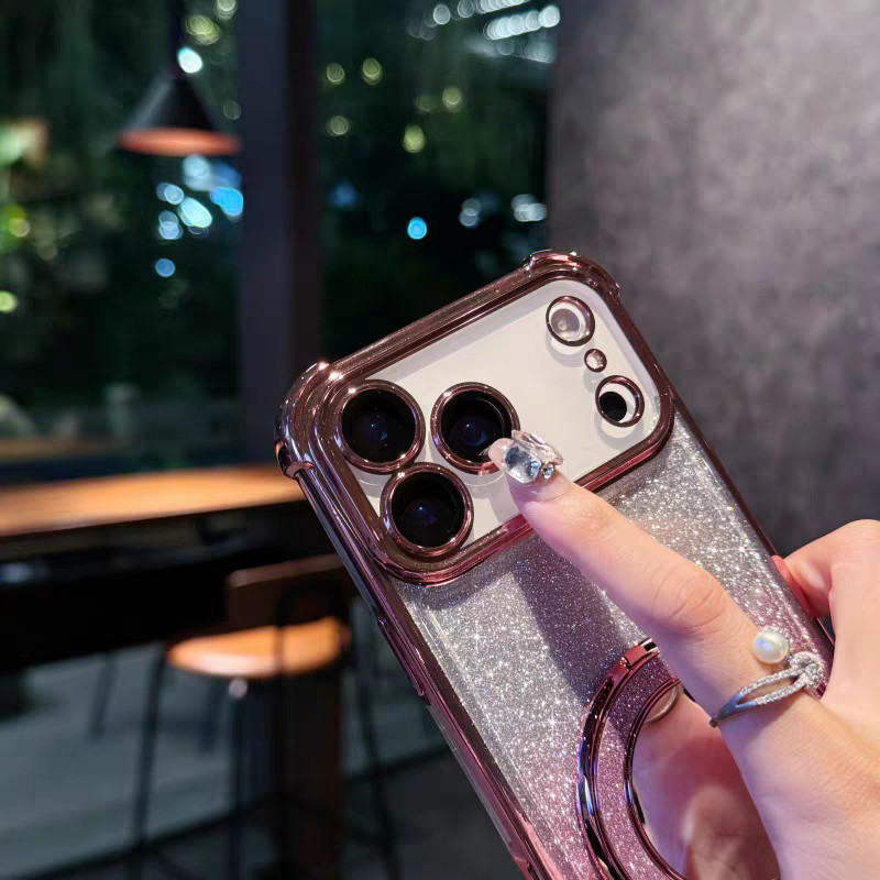 Ốp Lưng Camera Chống Sốc Cho iPhone17 16 15 14 13 12 11 8 7 XS XR X Pro Max Plus Air Chân Đế Kim Loại ốp Lưng Trong Suốt