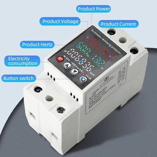 63A Din Rail Relay Bảo vệ gắn trên đường ray dưới thiết bị bảo vệ điện áp Rơle với bảo vệ quá dòng điện KWh Meter