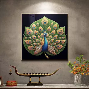 Ánh Sáng Hiện Đại Sang Trọng Con Công Treo Tường Nghệ Thuật Đông Nam Á Không Khung Tranh Canvas Chống Thấm Nước Nhà Hàng Thái Lối Vào Nền Trang Trí Tường Bức Tranh Tường