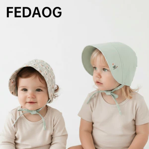 Mũ chống nắng cho bé FEDAOG, Mũ chống nắng hai mặt thoáng khí cho trẻ sơ sinh, Mũ chống nắng viền rộng thêu hoa nhẹ có thể điều chỉnh để sử dụng ngoài trời