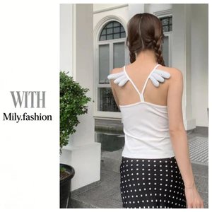 Milyfashion Phong Cách Mới Thiết Kế Cánh Pure Desire Gợi Cảm Ôm Không Tay Sling Phong Cách Mới Mỏng Hơn Nhìn Ngắn Top Mùa Hè Y2K 43CJ