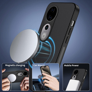 Vỏ từ tính bằng da bằng sợi Carbon cho Vivo V40 / V40 Pro 5G Vỏ mờ sang trọng chống sốc Sạc không dây Vỏ chống sốc