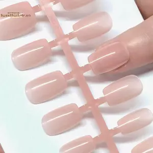 TRTR 30 Cái Bấm Ngắn Trên Móng Tay Giả Màu Hồng Khỏa Thân Móng Tay Trang Trí Có Thể Đeo Móng Tay Giả Full Cover Đầu Móng Nghệ Thuật VN