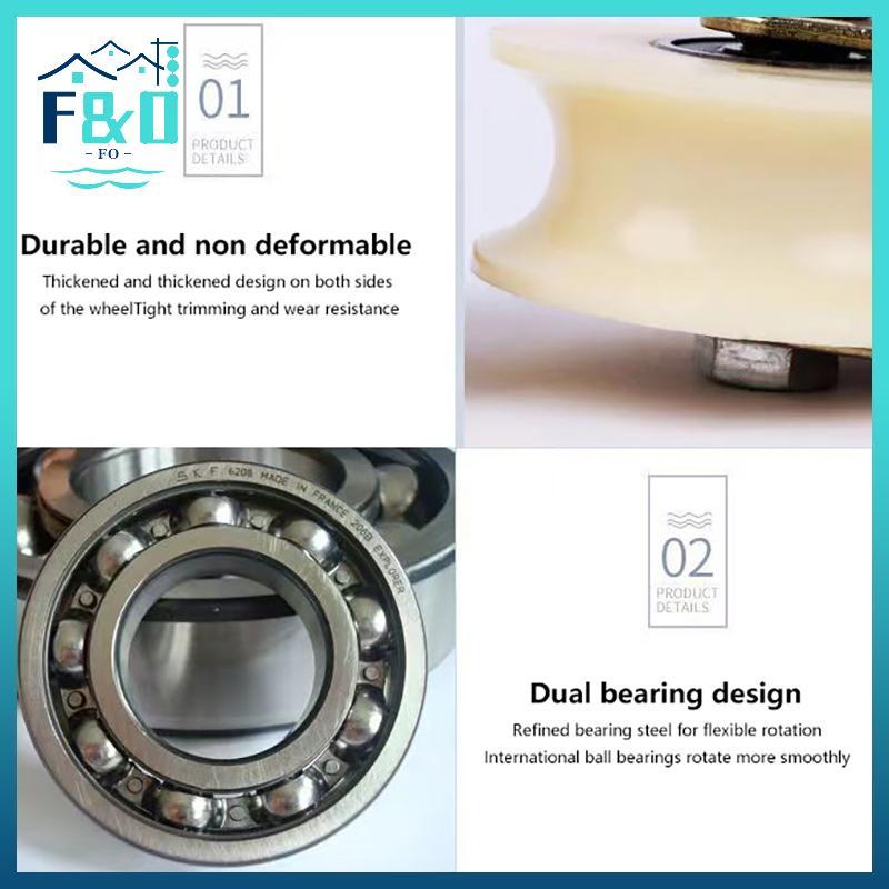 [F & O] Con lăn có rãnh nylon Tra Pulley V / U Nylon có chân đế 30mm 50mm Con lăn hạng nặng có rãnh cửa trượt gót {vn}