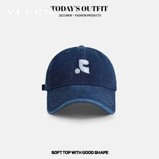 YIFEN Mỹ Retro Rửa Mũ Bóng Chày Denim Nữ Phiên Bản Hàn Quốc Thể Hiện Mặt Nhỏ Cặp Đôi Đường Phố Thêu Mũ Thường Ngày
