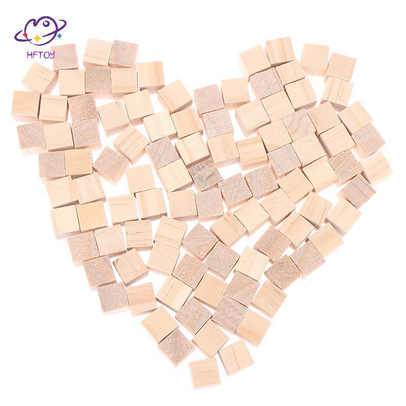 HFTOY 100 Chiếc Chưa Hoàn Thành nk Mini DIY Gỗ Vuông Khối Chắc Chắn Cho Đồ Gỗ Thủ Công ~
