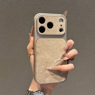 Mạ Điện Ống Kính Cửa Sổ Lớn Họa Tiết Voan Acrylic Ốp Lưng Điện Thoại iPhone 17Pro Max 13 14 15 16 Promax Chống Sốc Nam Nữ Vỏ Di Động