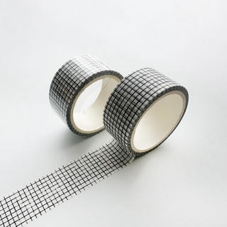 ENWEI 20mm * 5m 1 Cuộn [Dòng cơ bản màu đen] Băng Washi Đường kẻ sọc trắng mỏng Chất liệu trang trí Tạp chí Băng cho Nhật ký Người lập kế hoạch Album ảnh