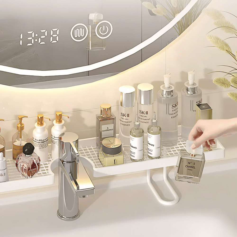 Kệ Để Đồ Lavabo Rãnh Chữ U HomeMate, Kệ Đựng Mỹ Phẩm Nhà Tắm Thép Chống Gỉ Không Cần Khoan
