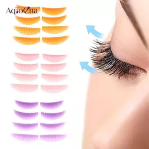 AqToCna 4 Cặp Miếng Lót Nâng Lông Mi Có Thể Tái Sử Dụng Miếng Lót Cán Silicon Sọc Dọc Perm Que 3D Lông Mi Nối Dài Uốn Dụng Cụ Trang Điểm AqToCna