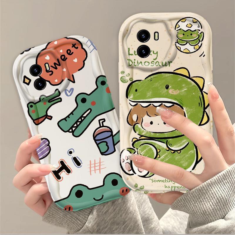Thích Hợp Cho VIVO Y15S Y15A Y01 3D Bé Gái TPU Mềm Khủng Long Dễ Thương Ốp Điện Thoại Chống Sốc