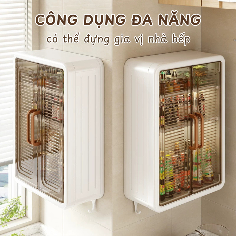 Tủ Treo Tường Nhà Tắm HomeMate Dán Keo Không Khoan, Tủ Đựng Đồ Chống Nước Chống Bụi Cửa Trong Suốt