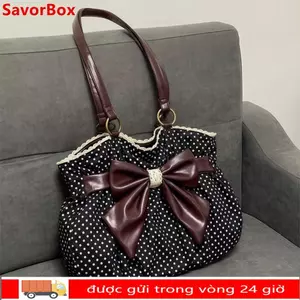Túi đeo vai nữ SAVORBOX, Túi xách nơ nữ sang trọng chấm thẩm mỹ, Túi xách nữ cổ điển hợp thời trang Y2k All Match Ins nách Túi dạo phố