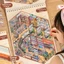 BEABOUT Nhãn dán cảnh tạp hóa, Kích thước lớn Cửa hàng thủ công DIY Nhãn dán phong cảnh Mini, Bãi đậu xe Arcade 8 cảnh 24 tờ Nhãn dán PET Sách trẻ em