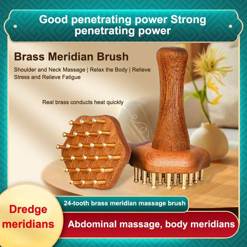HFSHY Đồng Hạt Massage Gua Sha Lược Kinh Tuyến Bàn Chải Chống Tĩnh Điện Tay Cầm Điểm Massage Bàn Chải Bền Trung Quốc SPA Acupoint Massage Dụng Cụ VN