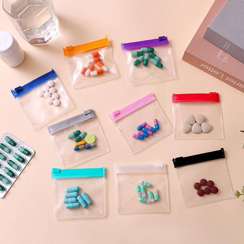 HFSHY 20 Chiếc Có Thể Tái Sử Dụng Dây Kéo Thuốc Túi Du Lịch Di Động Mini Nhỏ Med Tổ Chức Chống Thấm Nước Nhẹ Cho Thuốc Hàng Ngày VN