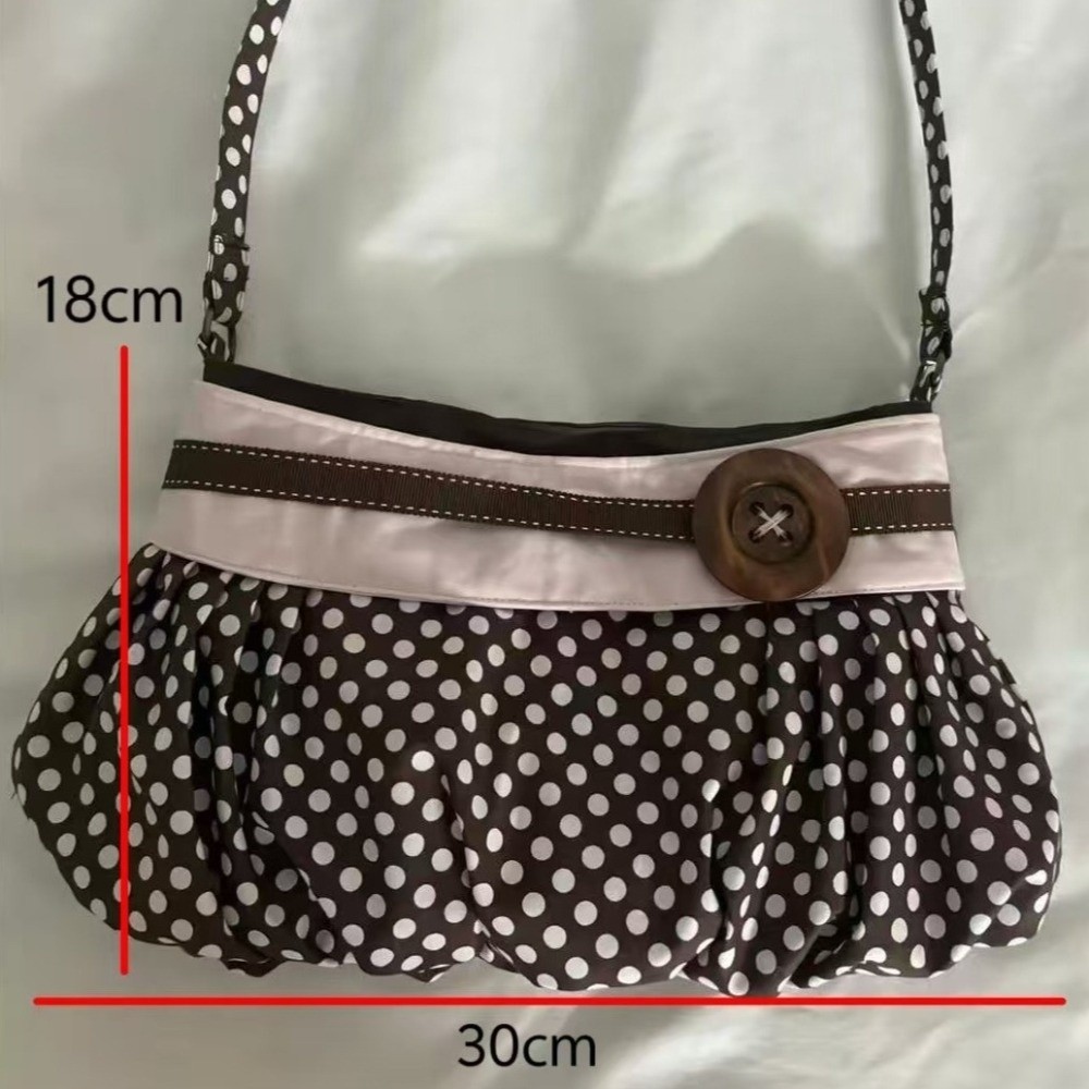Túi Tote dung tích lớn BRABRAA, Túi xách chấm bi bằng gỗ trang trí nút chấm bi, Túi đeo vai thiết kế xếp li nhẹ phong cách cổ điển đa năng dành cho nữ