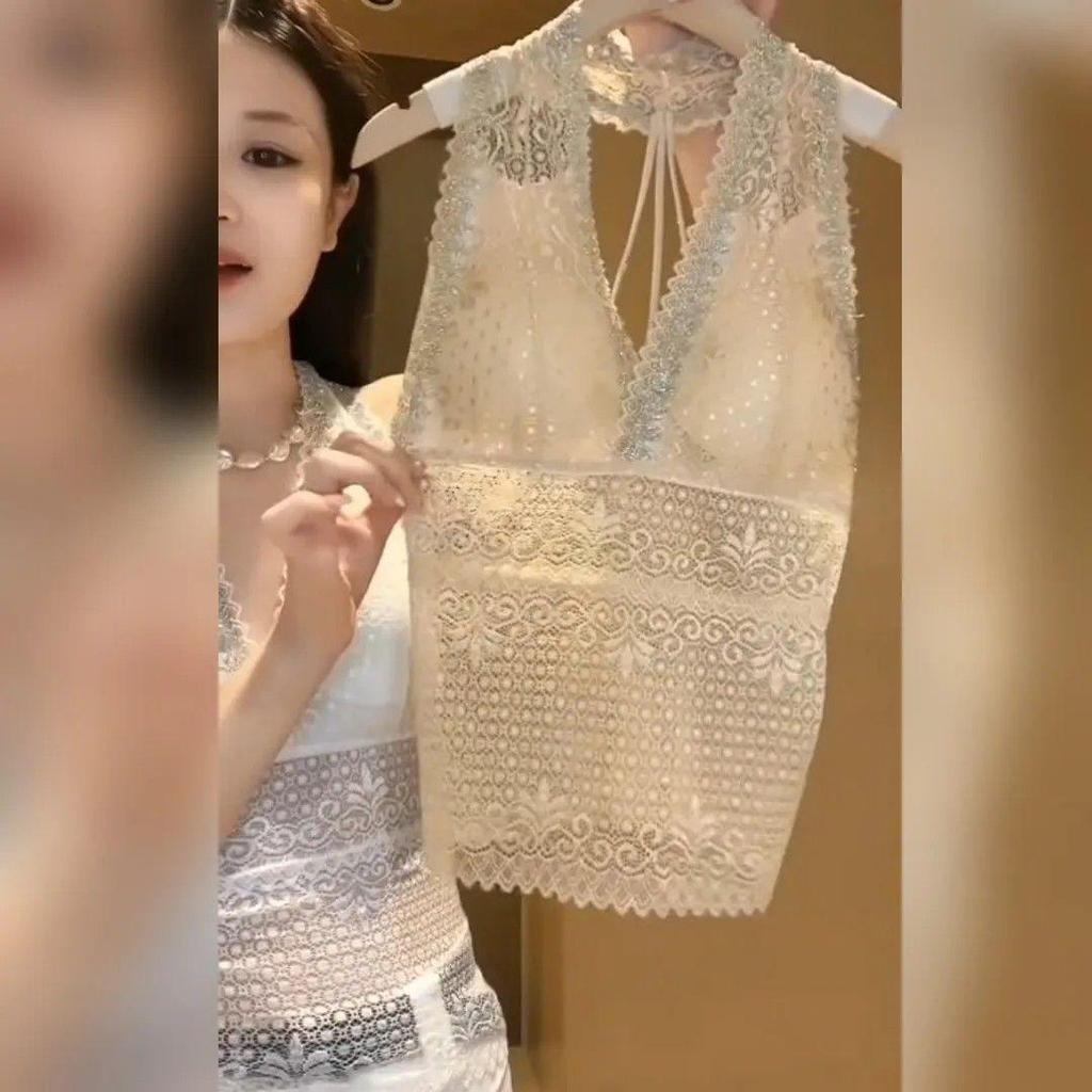 [Seckill có hạn trong thời gian] Áo yếm nữ phong cách mới Đáy kim cương nóng gợi cảm Slim-fit Sang trọng mặc bên ngoài có miếng lót ngực ren thời trang