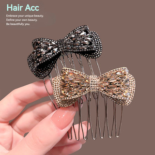 Phong Cách Nhẹ Nhàng Nơ Kim Cương Kẻ Sọc Lược Nữ Thời Trang Cao Cấp Chống Trơn Trượt Chèn Lược Phong Cách Mới Tóc Gãy Arrang